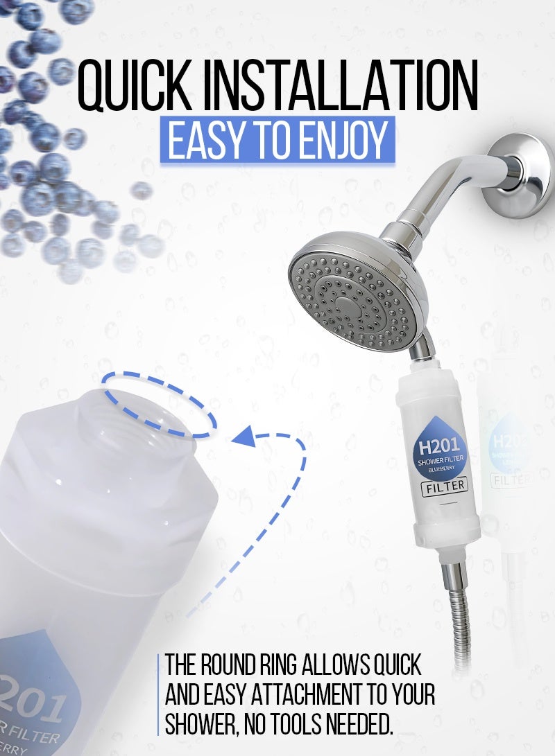 ABJ 4-Pack Vitamin C Shower Filter / Shower Head Filter – Water Purifier with Aromatherapy, Removes Chlorine & Fluoride, Improves Skin Hydration & Hair Health (Lavender + Pine Forest + Blueberry + Cherry Blossom) - Image 5